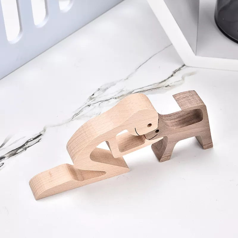 ๐Man and Cat Wood Sculpture Ornaments