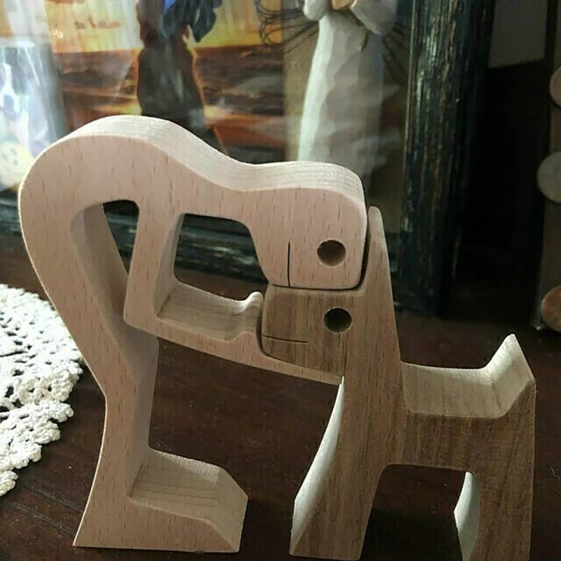 ๐Man and Dog Wood Sculpture Ornaments