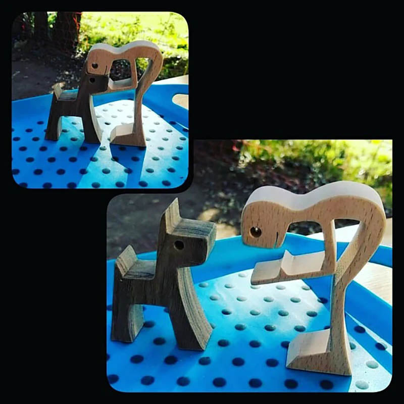 ๐Man and Dog Wood Sculpture Ornaments