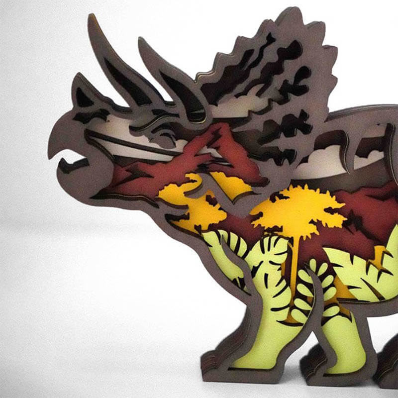 Roaring Triceratops Carving Handcraft Gift