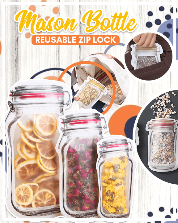 Reusable Mason Bottle Ziplock Bag (Set of 7)