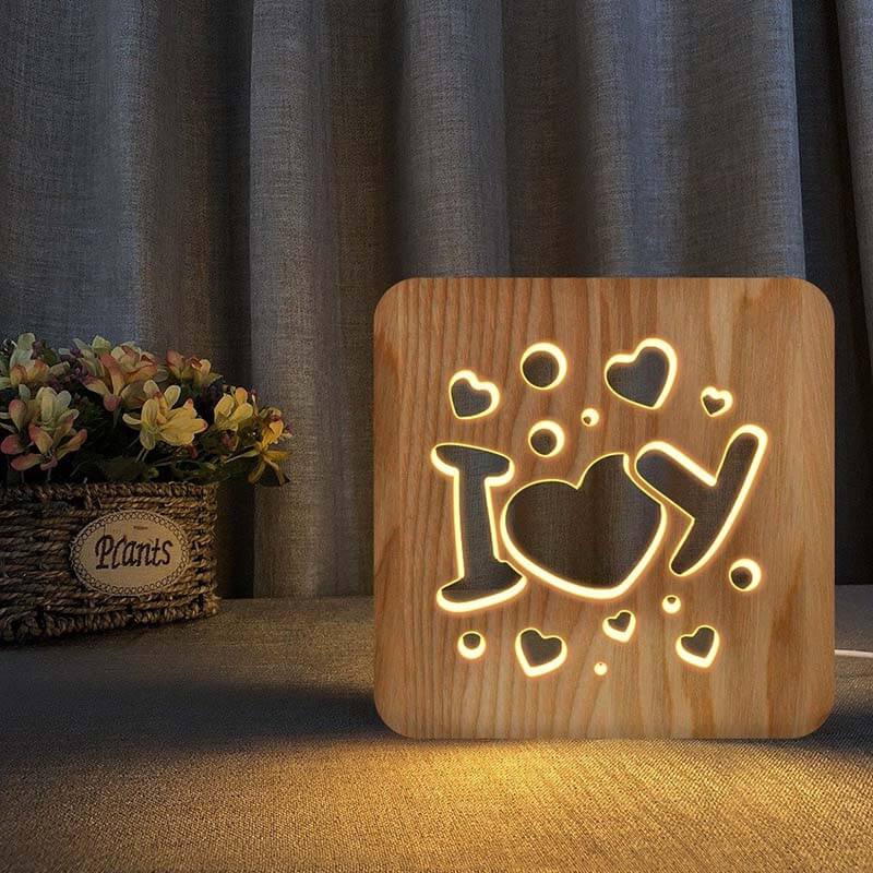 I Love You Wooden Decorative Light