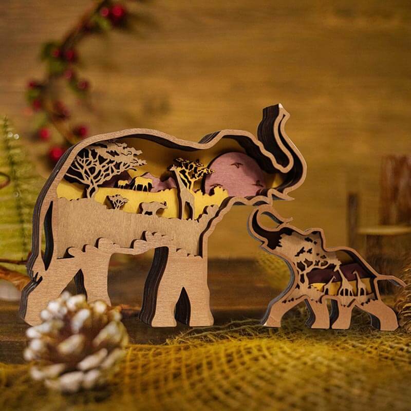 Elephants Carving Handcraft Gift