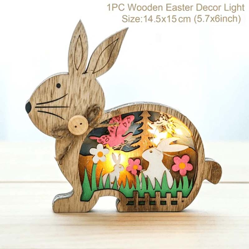 Wooden Easter Decor LED Light