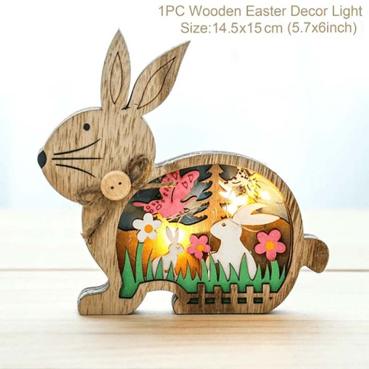 Wooden Easter Decor LED Light