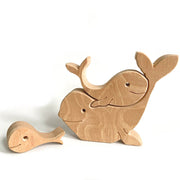 Yellow Whale Family Handmade Wooden 3D Puzzle