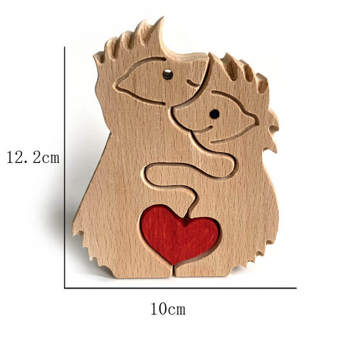 Hedgehog Family Handmade Wooden 3D Puzzle