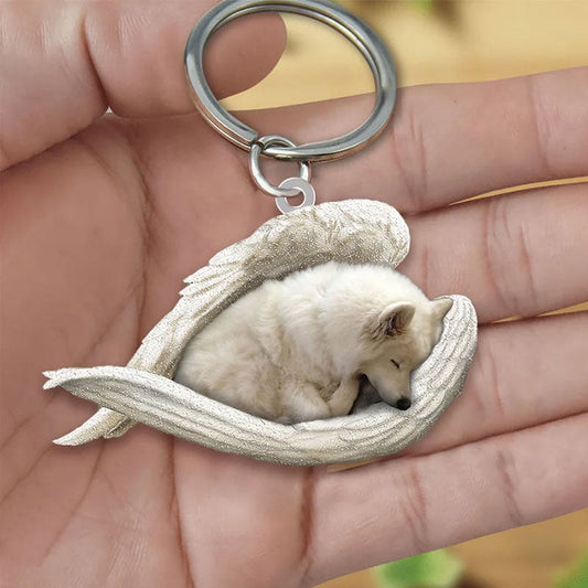 Sleeping Angel Acrylic Keychain American Eskimo