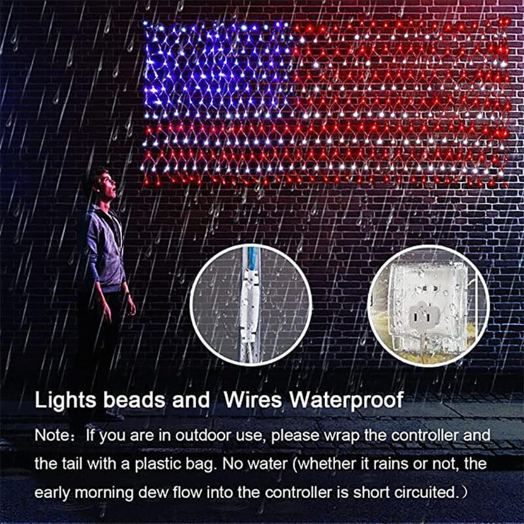 American Flag 420 Led String Lights-Large Usa Flag Outdoor Lights