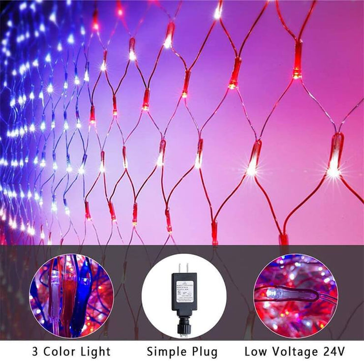 American Flag 420 Led String Lights-Large Usa Flag Outdoor Lights