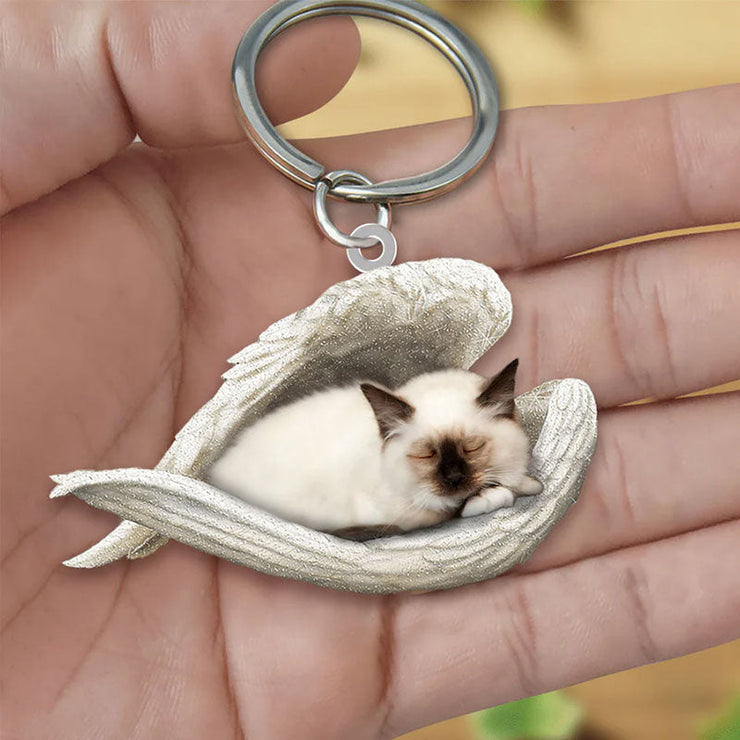 Sleeping Angel Acrylic Keychain Birman Cat