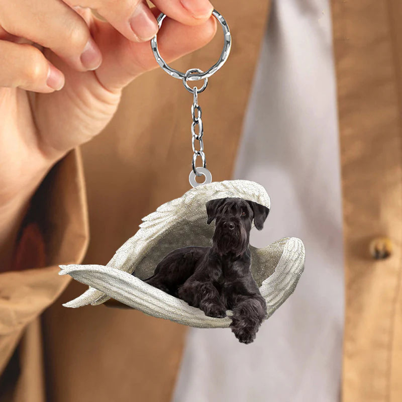 Sleeping Angel Acrylic Keychain Black Schnauzer