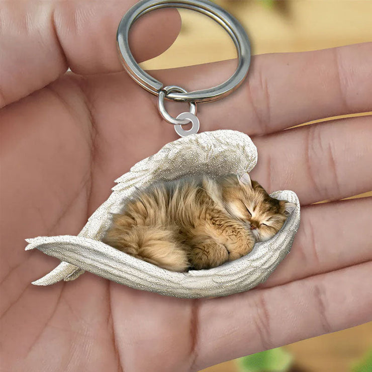 Sleeping Angel Acrylic Keychain British Longhair Cat