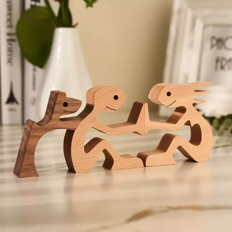 🐕Couple and Dog Wood Sculpture Ornaments