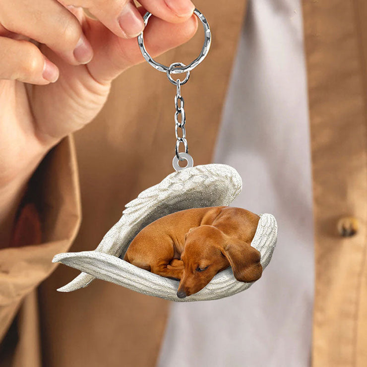 Sleeping Angel Acrylic Keychain Dachshund