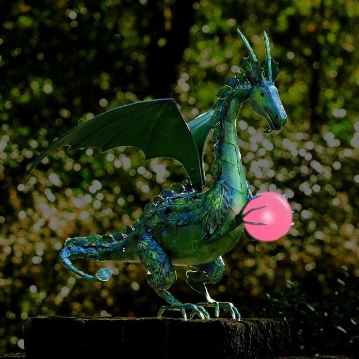 Green Dragon Statue with Solar Pearl