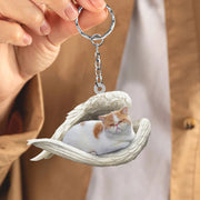 Sleeping Angel Acrylic Keychain Exotic Shorthair Cat