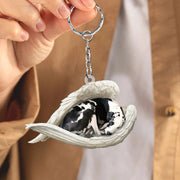 Sleeping Angel Acrylic Keychain Great Dane