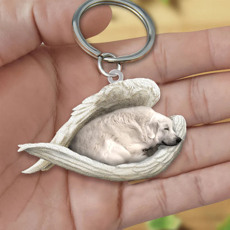 Sleeping Angel Acrylic Keychain Great Pyrenees