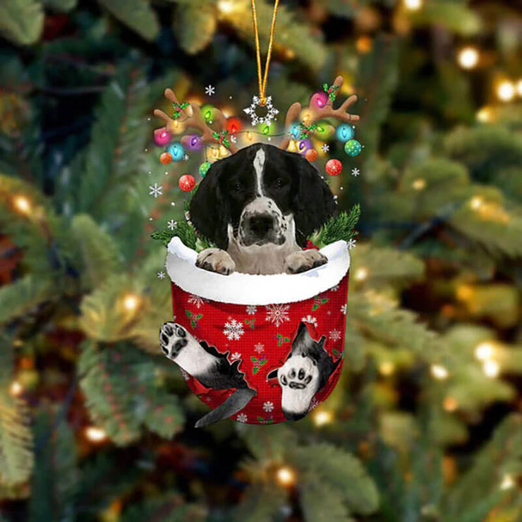 English Springer Spaniel In Snow Pocket Christmas Ornament SP114