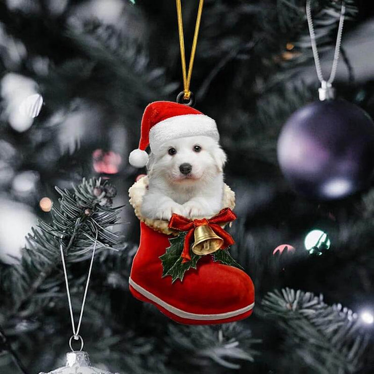 Great Pyrenees In Santa Boot Christmas Hanging Ornament SB057