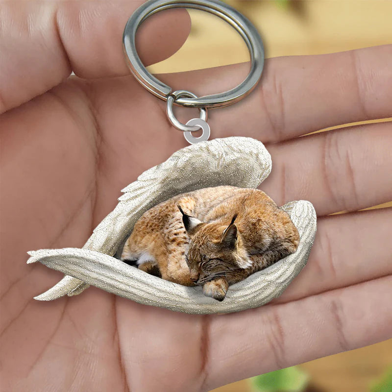 Sleeping Angel Acrylic Keychain Lynx Cat