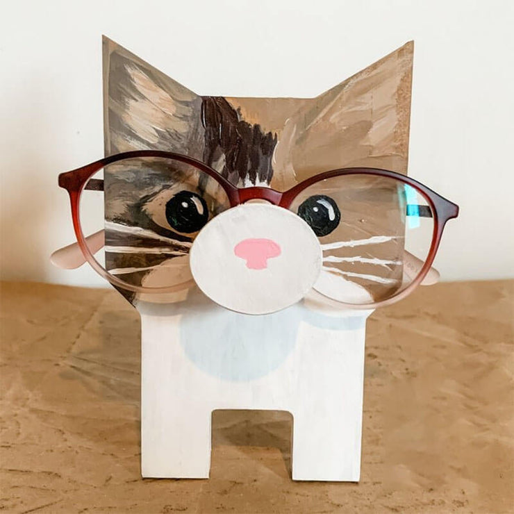 Handmade Glasses Stand Cat