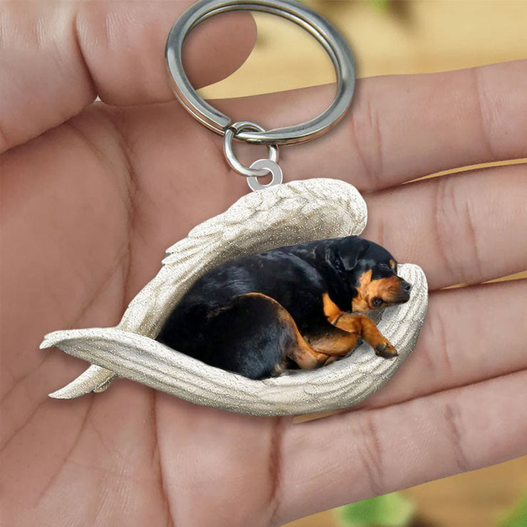 Sleeping Angel Acrylic Keychain Rottweiler