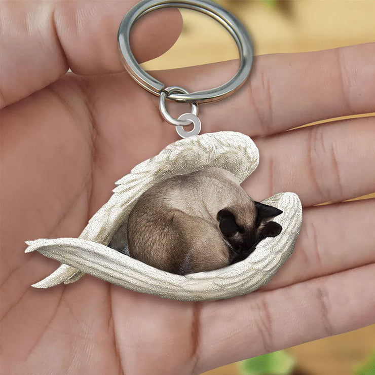 Sleeping Angel Acrylic Keychain Siamese Cat