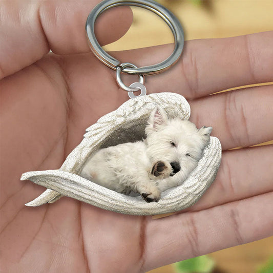 Sleeping Angel Acrylic Keychain West Highland