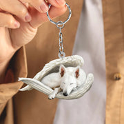 Sleeping Angel Acrylic Keychain White German Shepherd