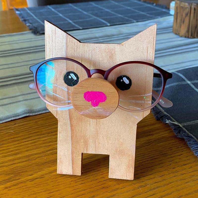 Handmade Glasses Stand Lovely Cat