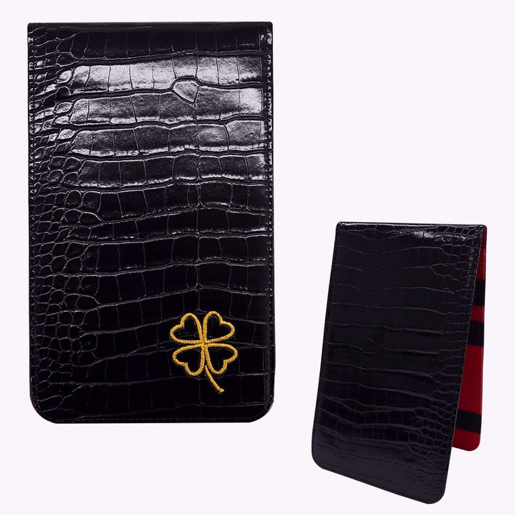 Golf Paradise Leather Lucky Clover Scorecard Holder (Black)