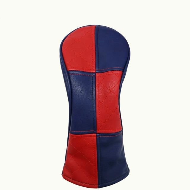 Golf Paradise Red and Blue Checker Wood Clubhead Covers Full Set (One Driver, One Fairway Wood, One Hybrid)