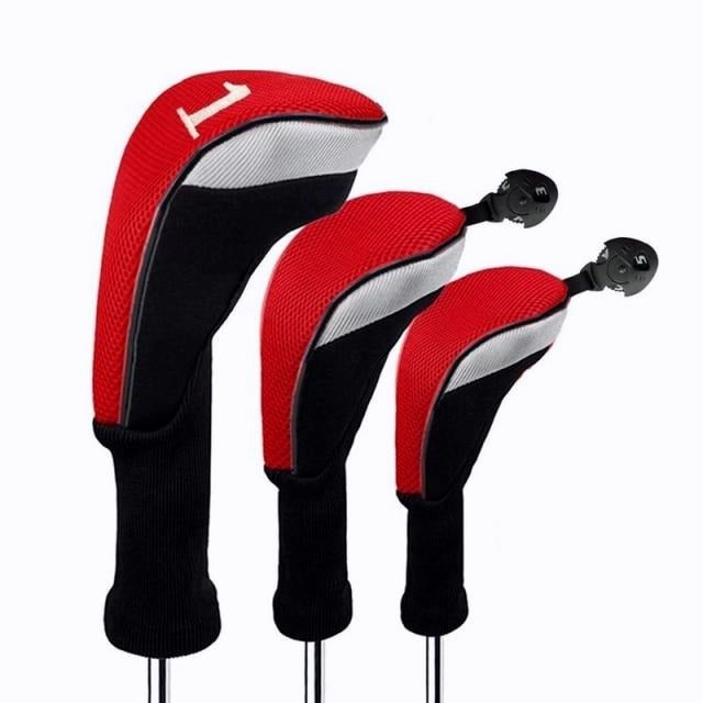 Golf Paradise Classic Wood Clubhead Covers (Red) (One Driver, One Fairway Wood, One Hybrid)