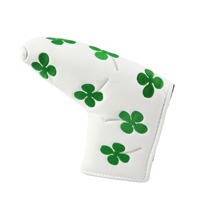 Golf Paradise Lucky Clover Blade Putter Clubhead Covers (White)