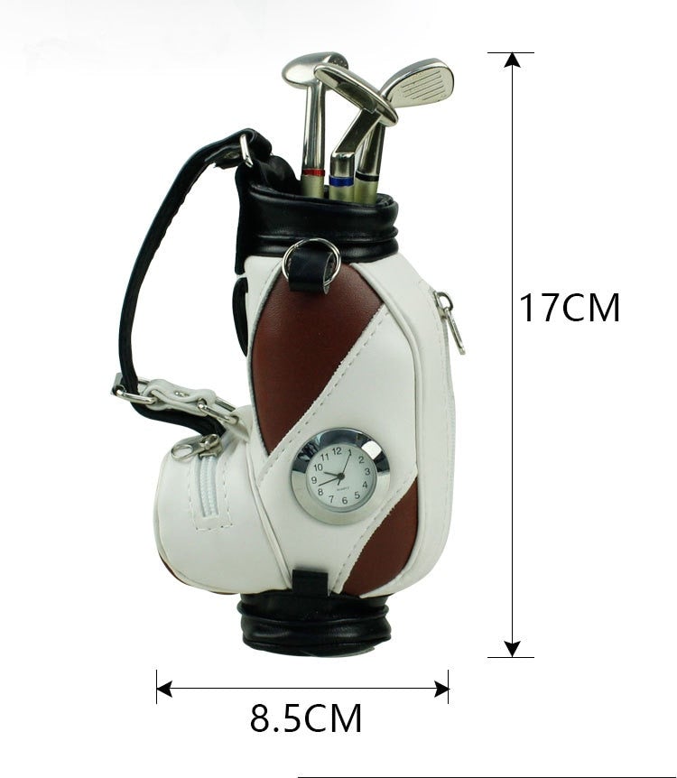 Golf Paradise Miniature Golf Bag Pen Holder And Clock (Red Bag)